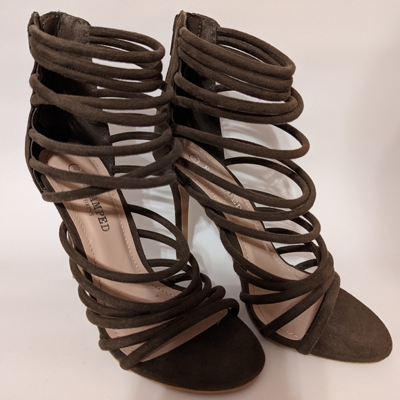 Olive green strappy heels - size 6 - Picture 1 of 3